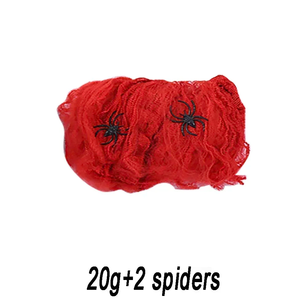 Stretchable Halloween Spider Web with 2 Spiders – Spooky Indoor & Outdoor Decoration