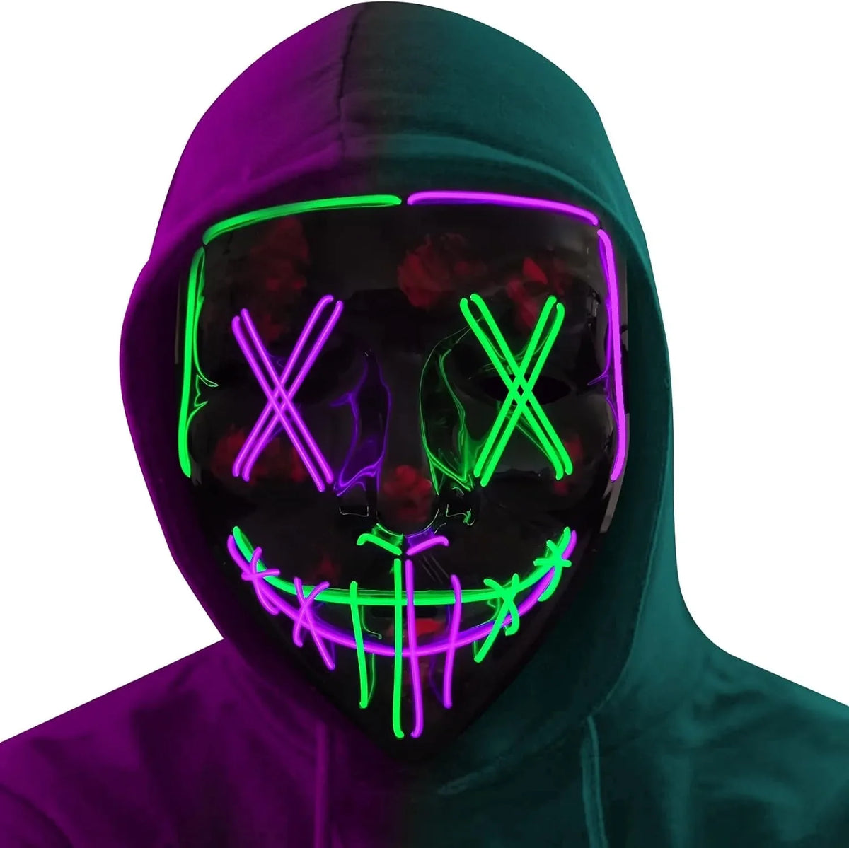 LED Light-Up Halloween Mask – Glowing Purge-Style Mask for Cosplay & Parties