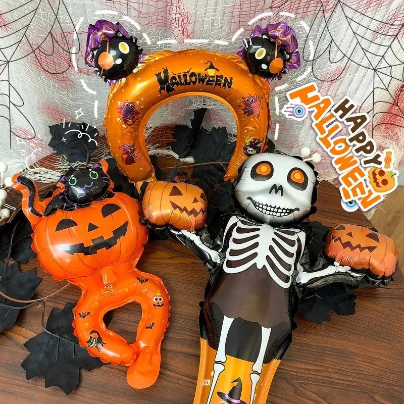 Halloween Handheld Foil Balloon – Pumpkin, Cat & Spooky Character Party Decor