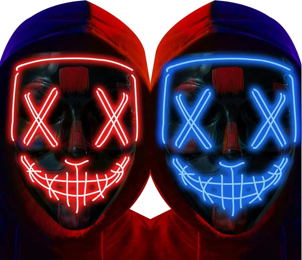 LED Light-Up Halloween Mask – Glowing Purge-Style Mask for Cosplay & Parties