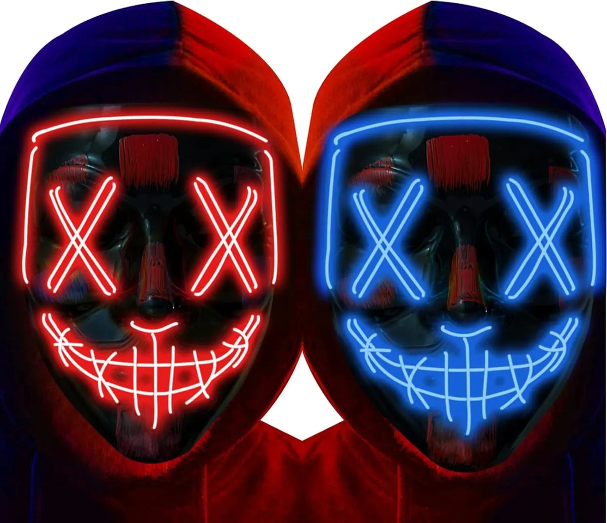 LED Light-Up Halloween Mask – Glowing Purge-Style Mask for Cosplay & Parties