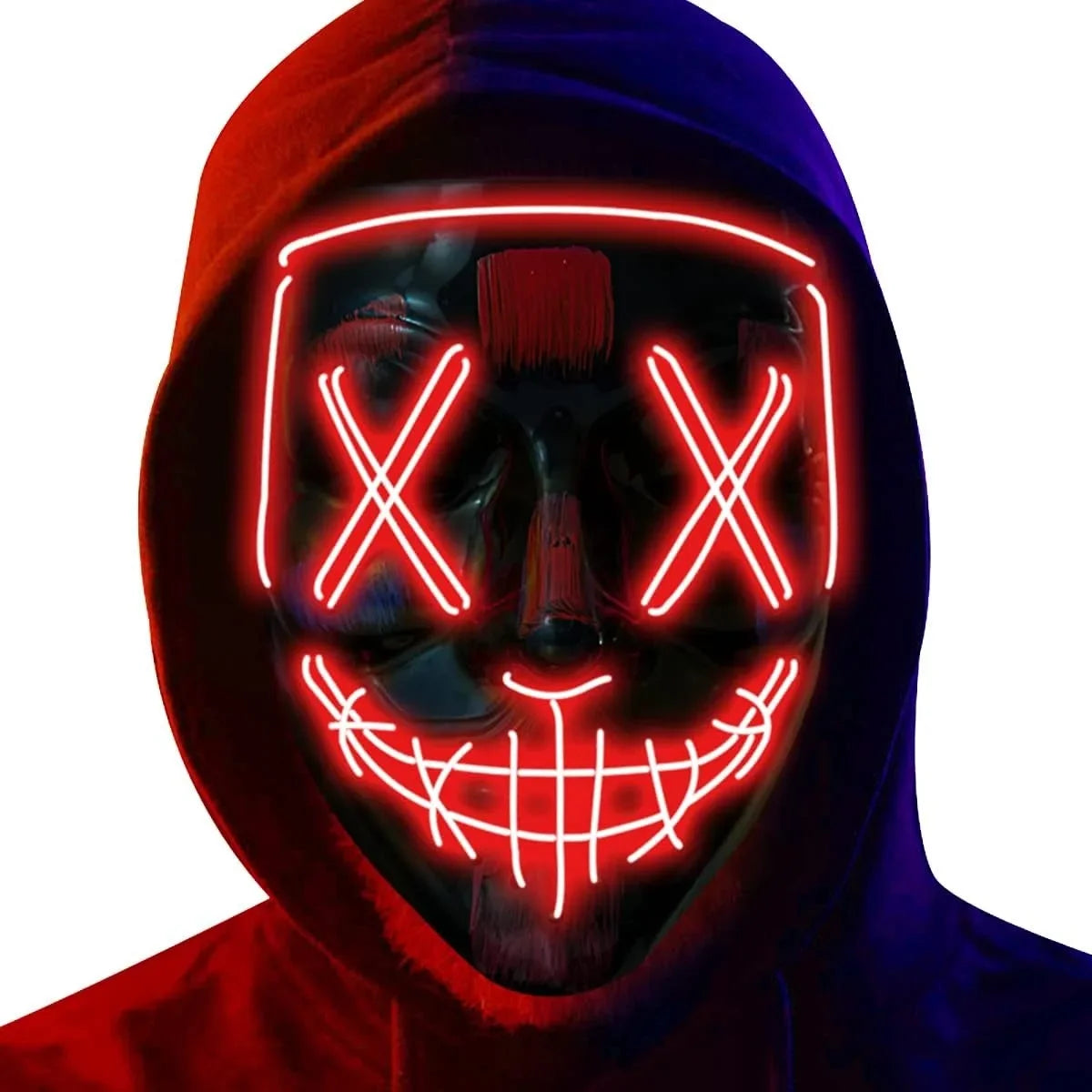 LED Light-Up Halloween Mask – Glowing Purge-Style Mask for Cosplay & Parties