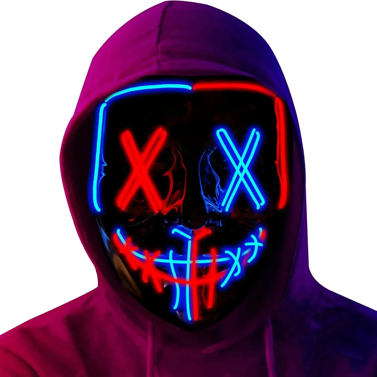 LED Light-Up Halloween Mask – Glowing Purge-Style Mask for Cosplay & Parties