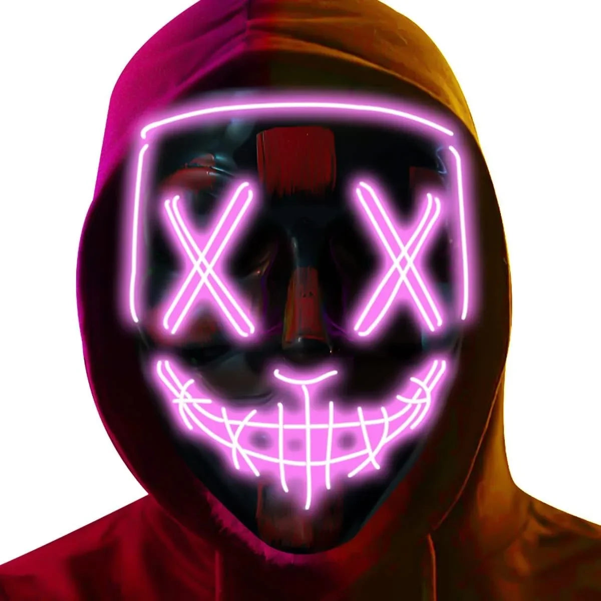 LED Light-Up Halloween Mask – Glowing Purge-Style Mask for Cosplay & Parties