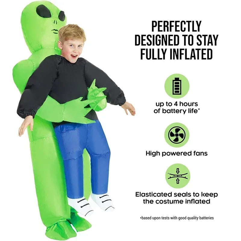 Inflatable Alien Costume – Funny Alien Carrying Suit for Kids & Adults