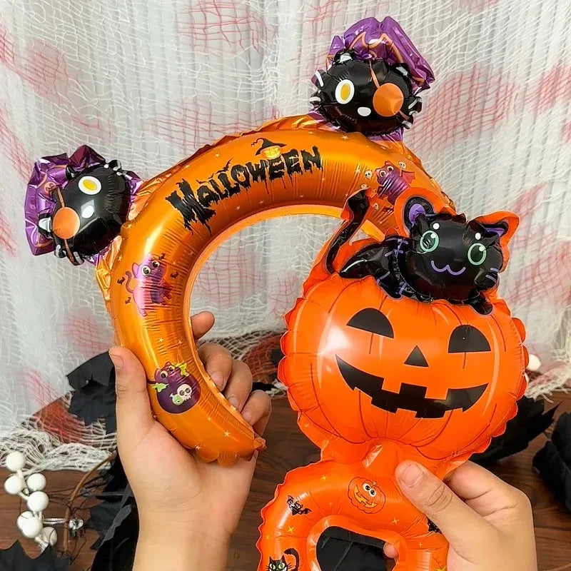 Halloween Handheld Foil Balloon – Pumpkin, Cat & Spooky Character Party Decor
