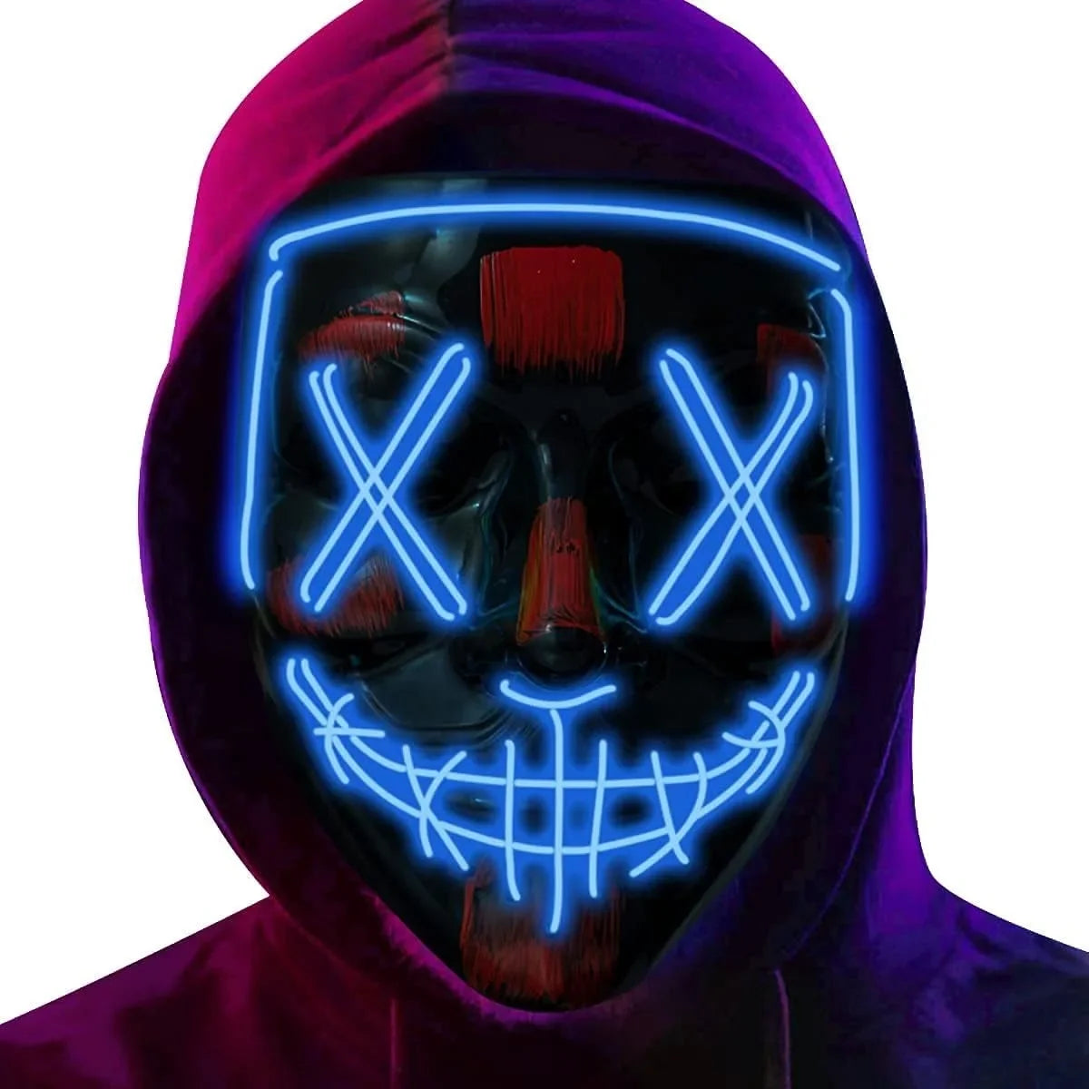 LED Light-Up Halloween Mask – Glowing Purge-Style Mask for Cosplay & Parties