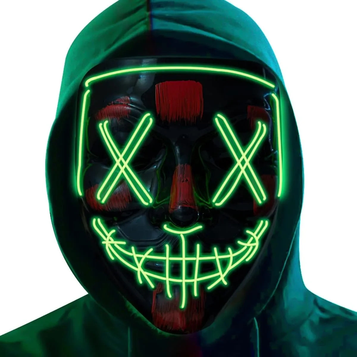 LED Light-Up Halloween Mask – Glowing Purge-Style Mask for Cosplay & Parties