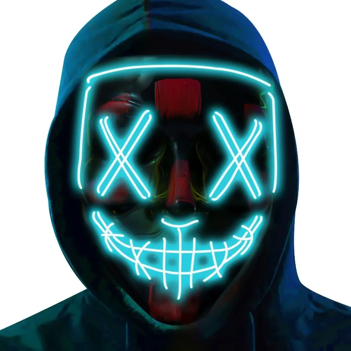 LED Light-Up Halloween Mask – Glowing Purge-Style Mask for Cosplay & Parties