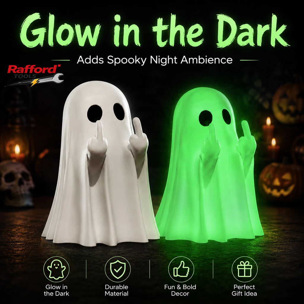 Funny Middle Finger Ghost Figurine – Glow-in-the-Dark Halloween Decor