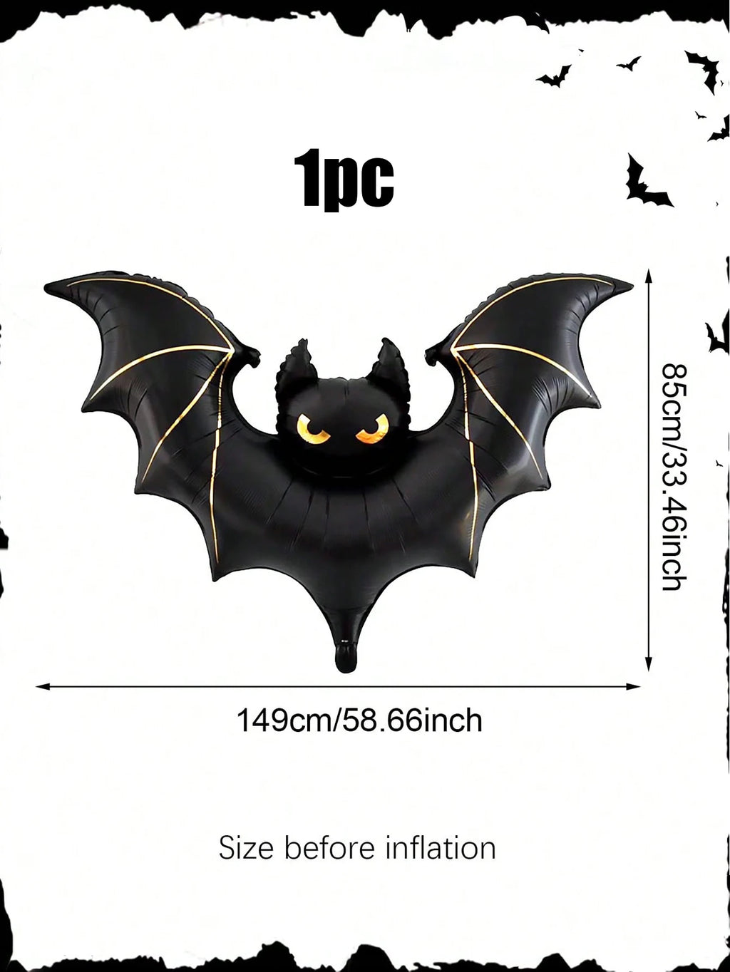 Giant Halloween Bat Foil Balloon – Large Black Bat Party & Outdoor Decoration