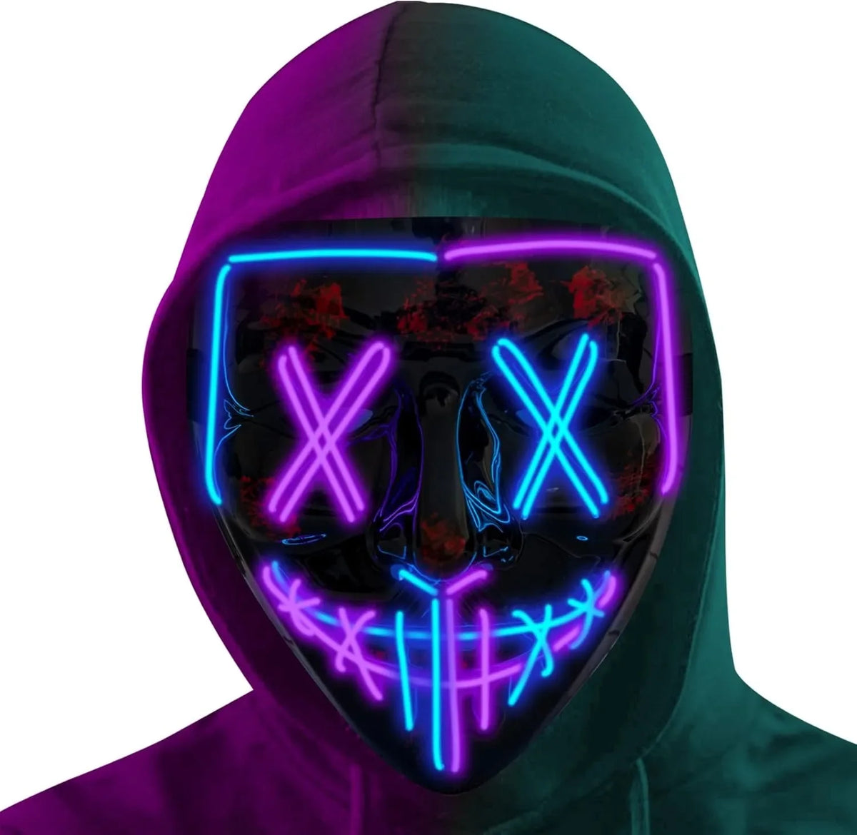 LED Light-Up Halloween Mask – Glowing Purge-Style Mask for Cosplay & Parties