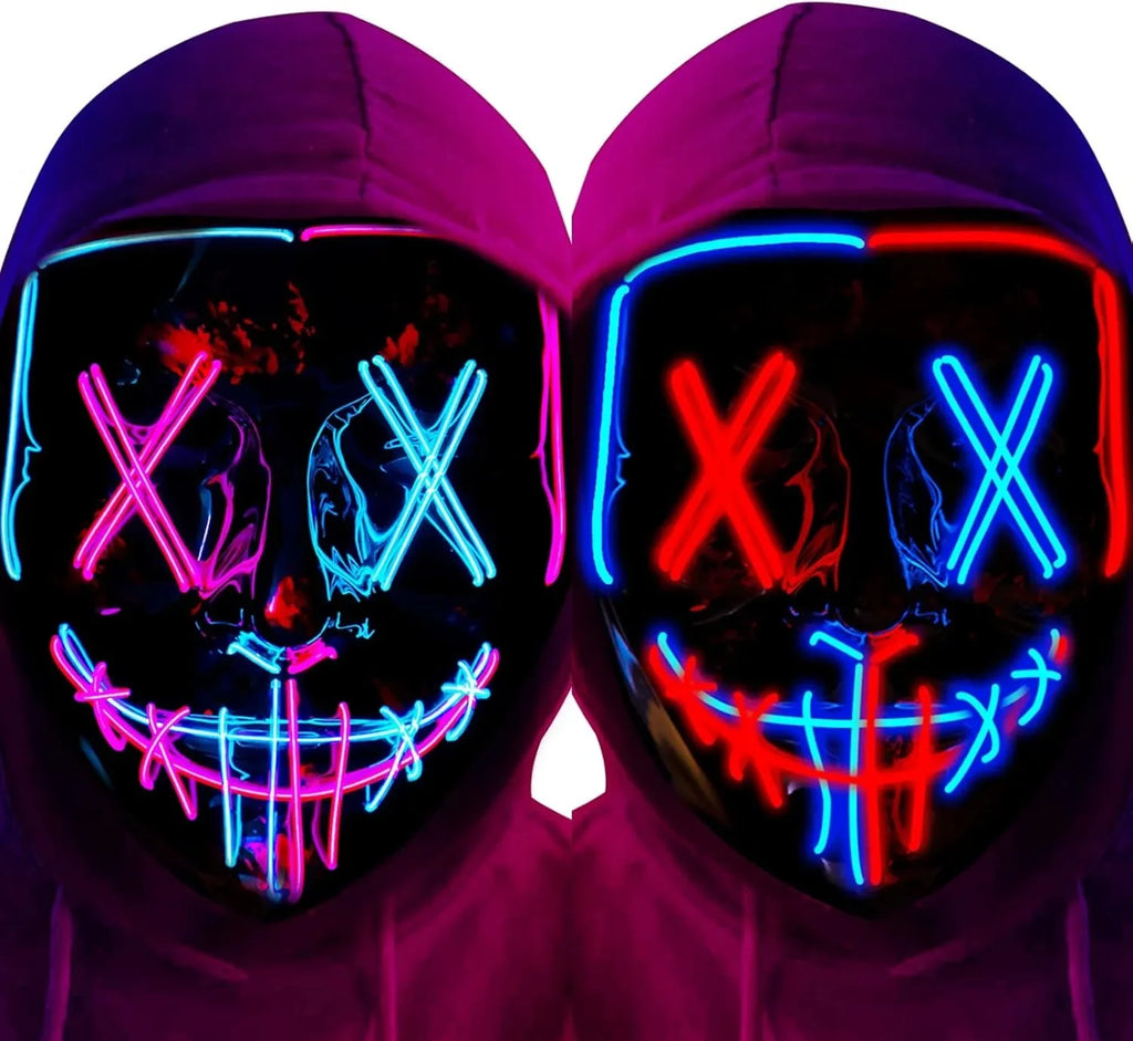 LED Light-Up Halloween Mask – Glowing Purge-Style Mask for Cosplay & Parties