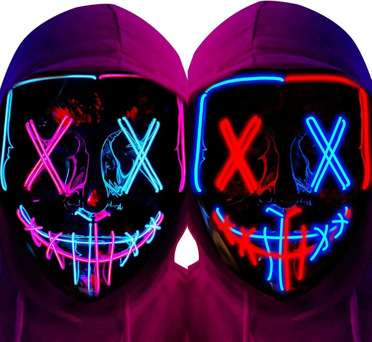 LED Light-Up Halloween Mask – Glowing Purge-Style Mask for Cosplay & Parties