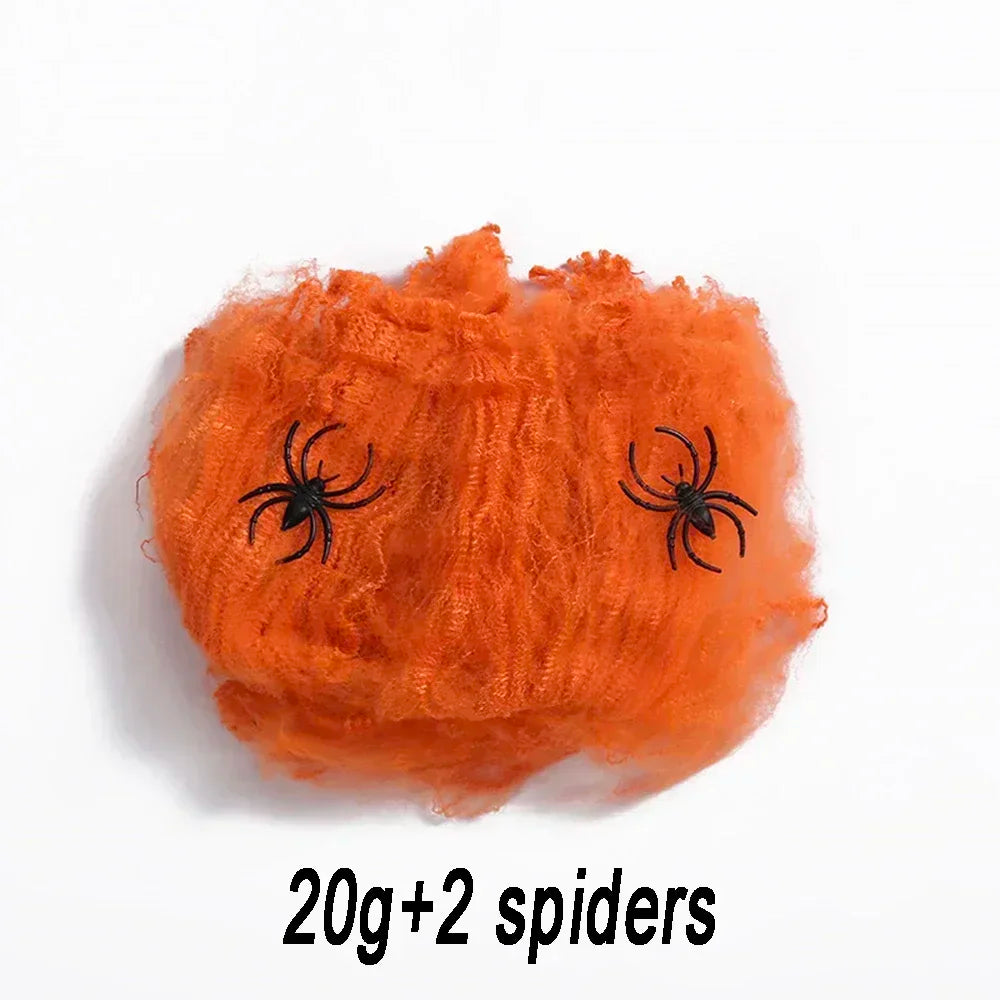 Stretchable Halloween Spider Web with 2 Spiders – Spooky Indoor & Outdoor Decoration