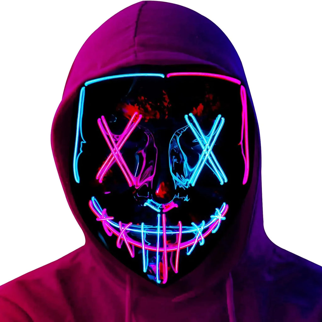 LED Light-Up Halloween Mask – Glowing Purge-Style Mask for Cosplay & Parties
