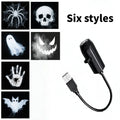 USB Halloween Projector Light – 6-Pattern Skull, Ghost & Bat Projection Lamp