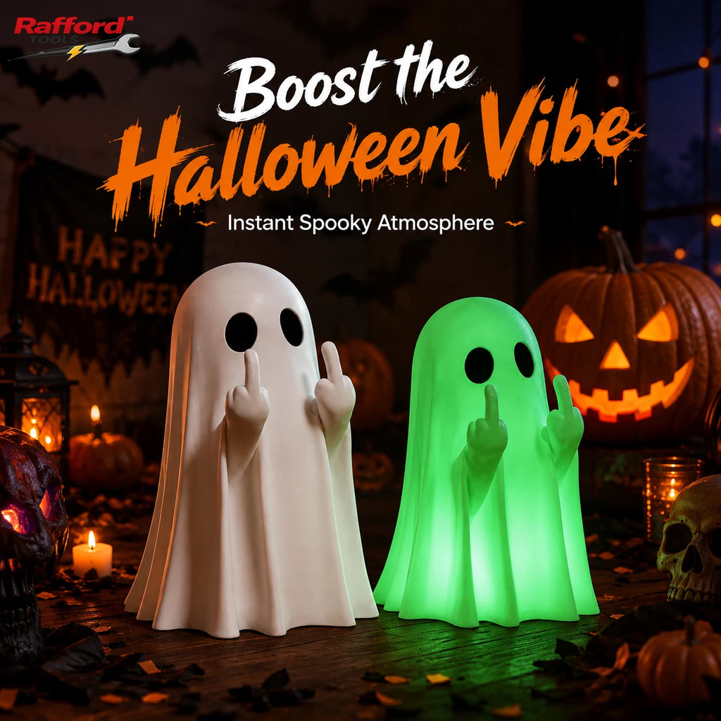 Funny Middle Finger Ghost Figurine – Glow-in-the-Dark Halloween Decor