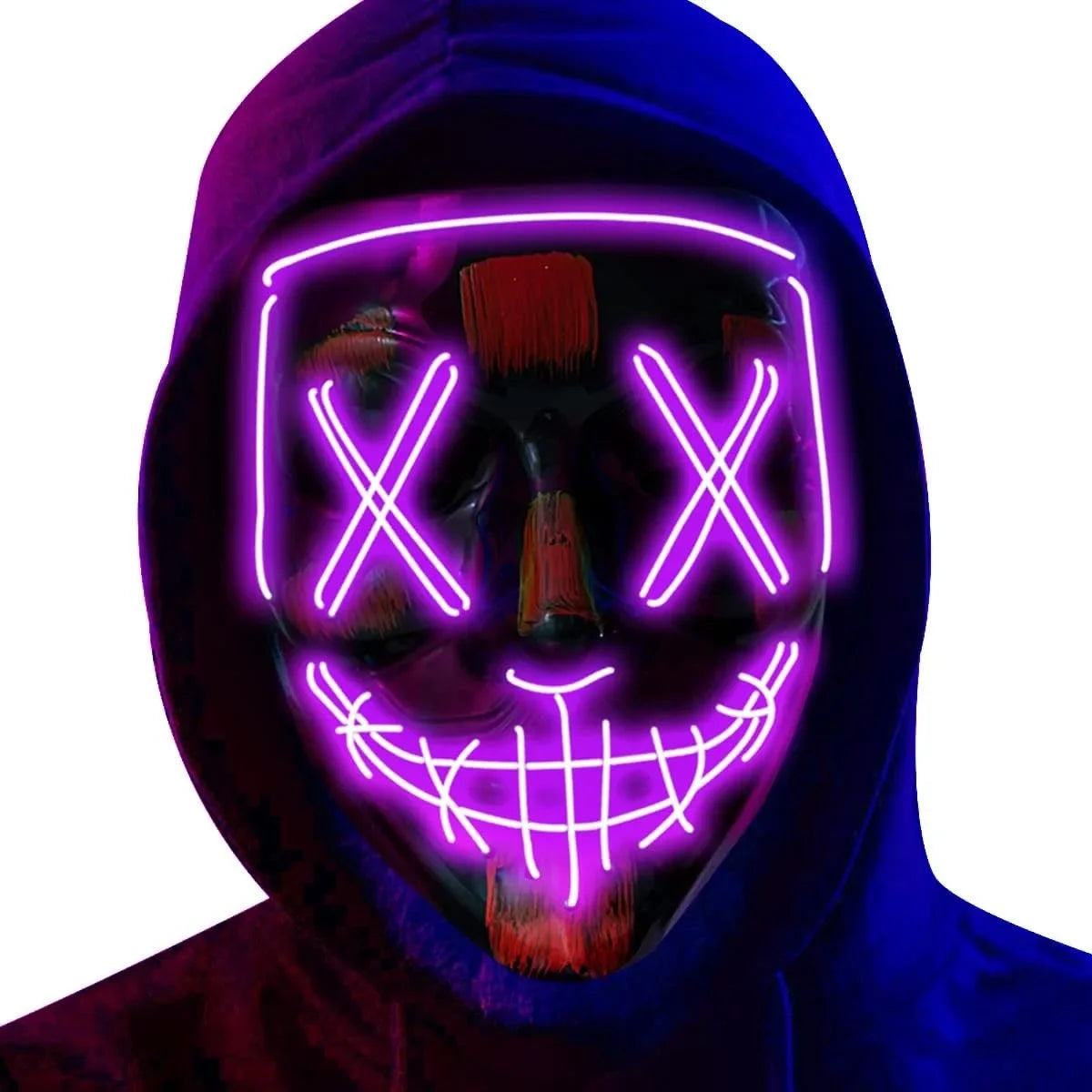 LED Light-Up Halloween Mask – Glowing Purge-Style Mask for Cosplay & Parties
