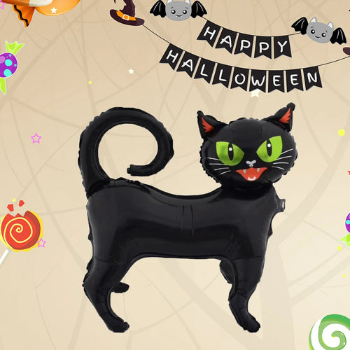3D Black Cat Foil Balloon – Halloween Party Decoration & Spooky Cat Balloon