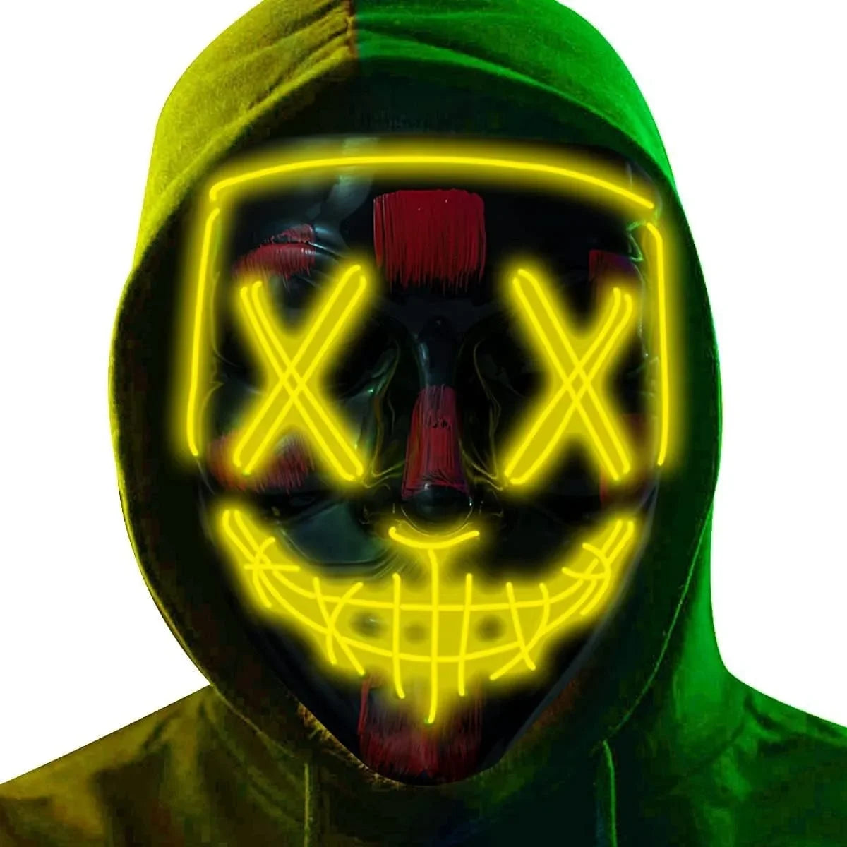 LED Light-Up Halloween Mask – Glowing Purge-Style Mask for Cosplay & Parties