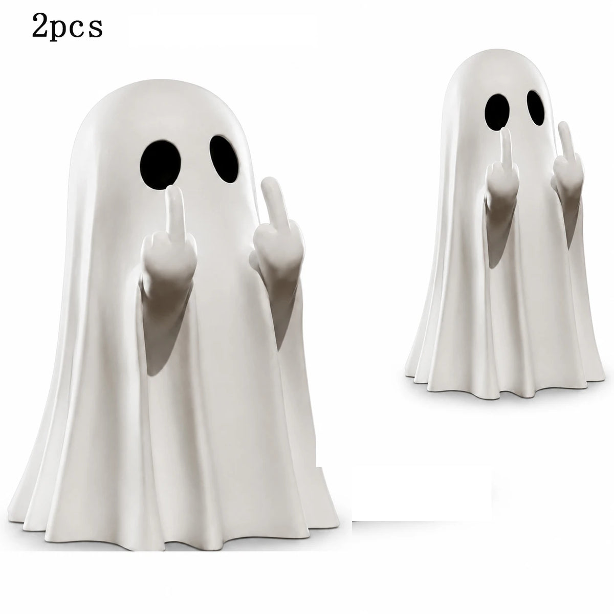 Funny Middle Finger Ghost Figurine – Glow-in-the-Dark Halloween Decor