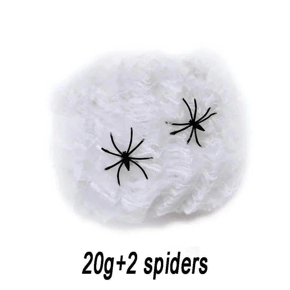 Stretchable Halloween Spider Web with 2 Spiders – Spooky Indoor & Outdoor Decoration