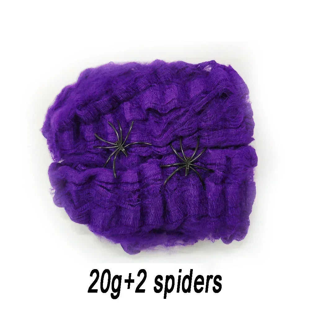 Stretchable Halloween Spider Web with 2 Spiders – Spooky Indoor & Outdoor Decoration
