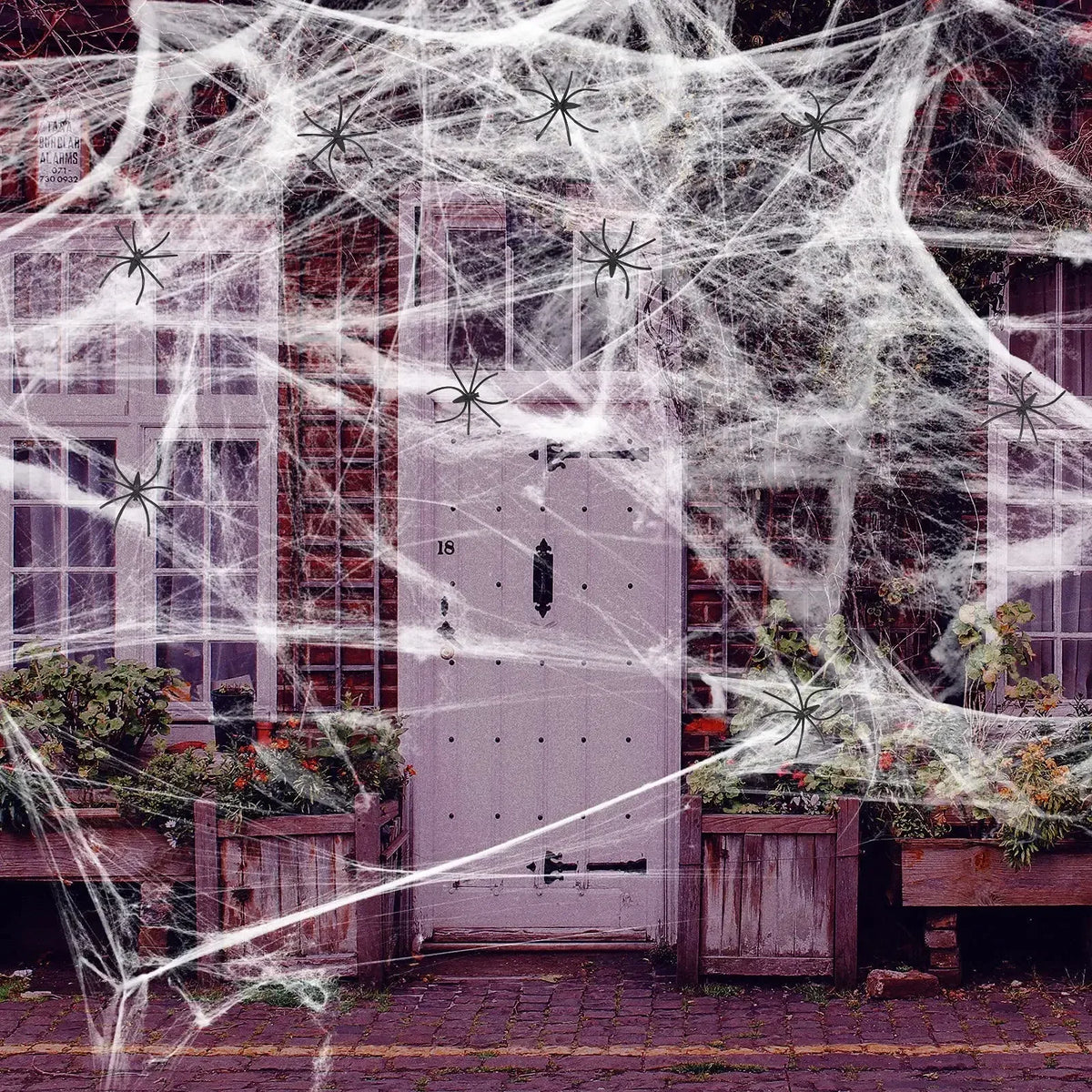 Stretchable Halloween Spider Web with 2 Spiders – Spooky Indoor & Outdoor Decoration
