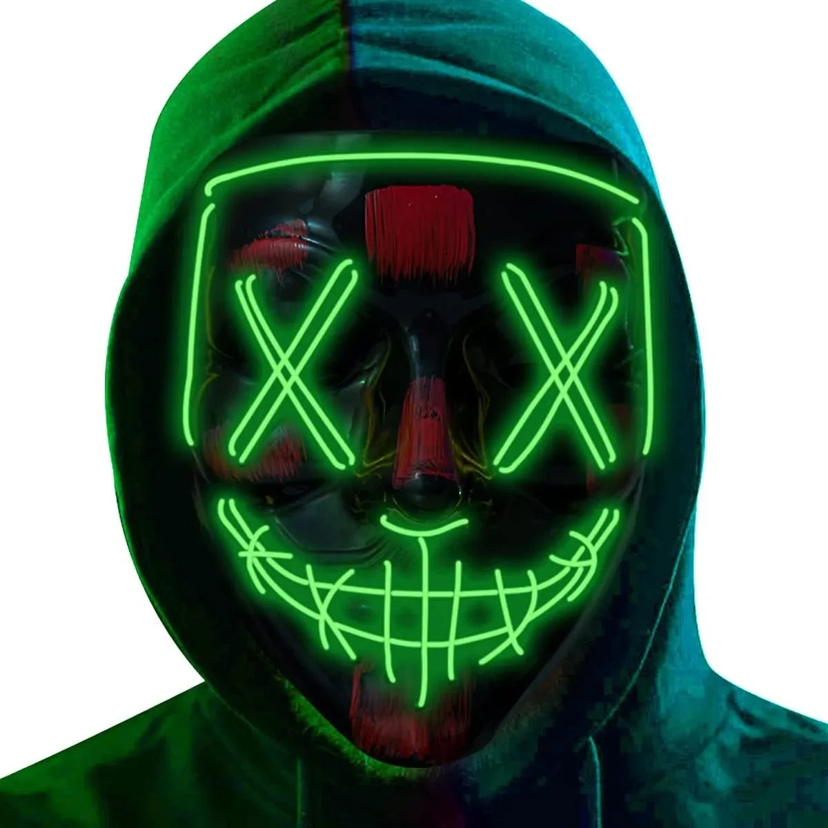 LED Light-Up Halloween Mask – Glowing Purge-Style Mask for Cosplay & Parties