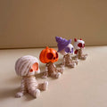 4-Piece Mini Halloween Skeleton Figurines – Spooky Pumpkin & Witch Garden Decor