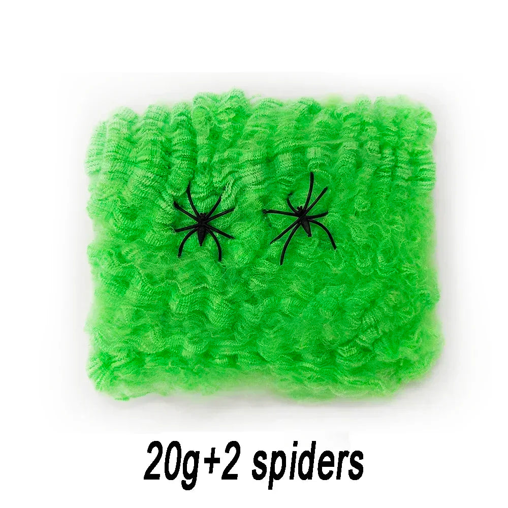Stretchable Halloween Spider Web with 2 Spiders – Spooky Indoor & Outdoor Decoration