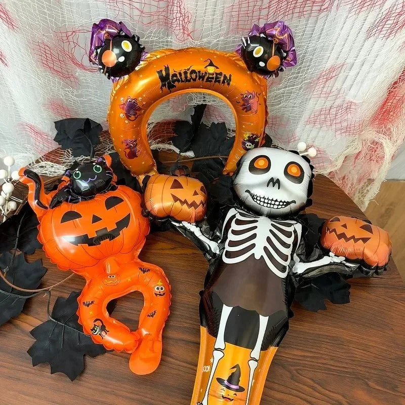 Halloween Handheld Foil Balloon – Pumpkin, Cat & Spooky Character Party Decor