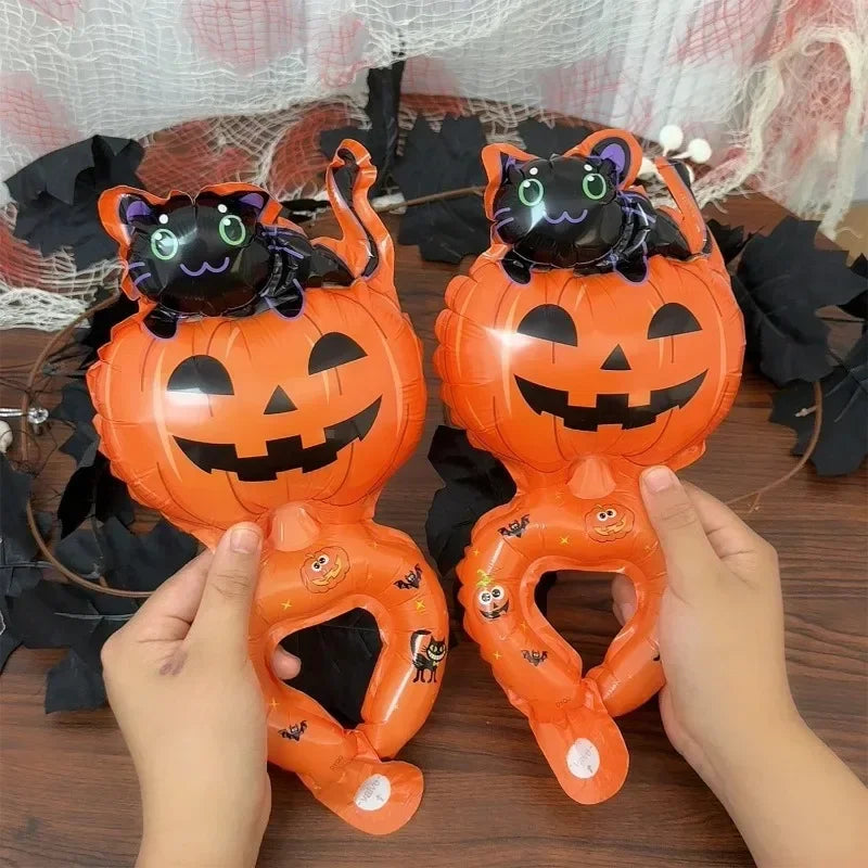 Halloween Handheld Foil Balloon – Pumpkin, Cat & Spooky Character Party Decor
