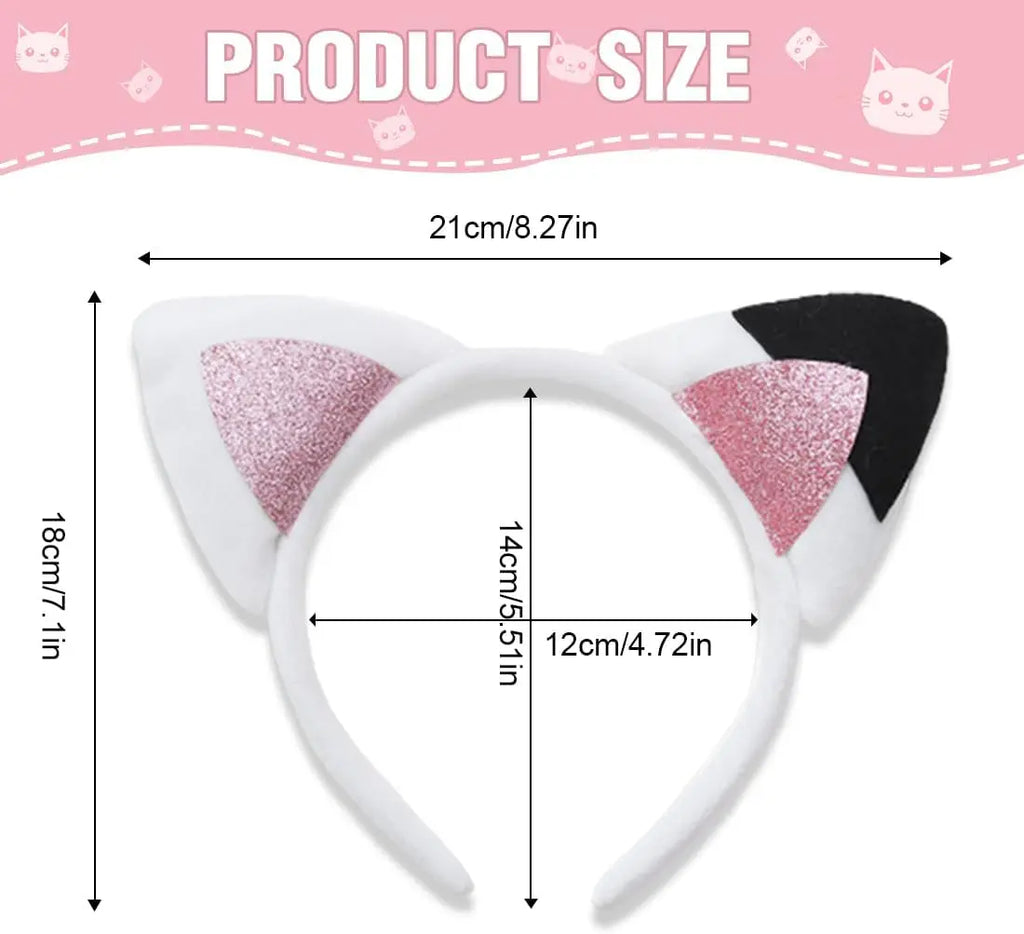 Cute Cat Ear Headband for Girls – Pink Glitter Kitty Costume Hair Accessory
