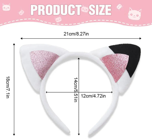 Cute Cat Ear Headband for Girls – Pink Glitter Kitty Costume Hair Accessory