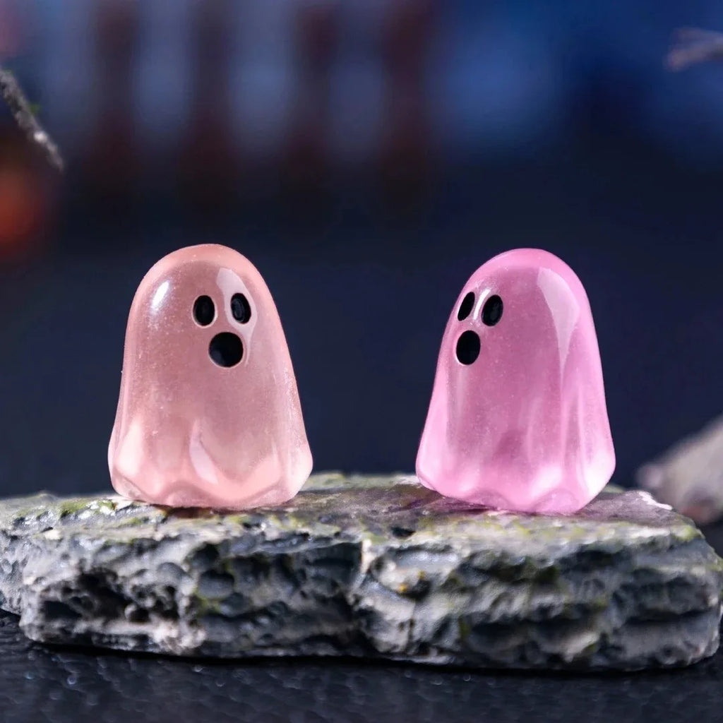 Glow-in-the-Dark Mini Ghost Figures – Halloween Miniature Decor Set