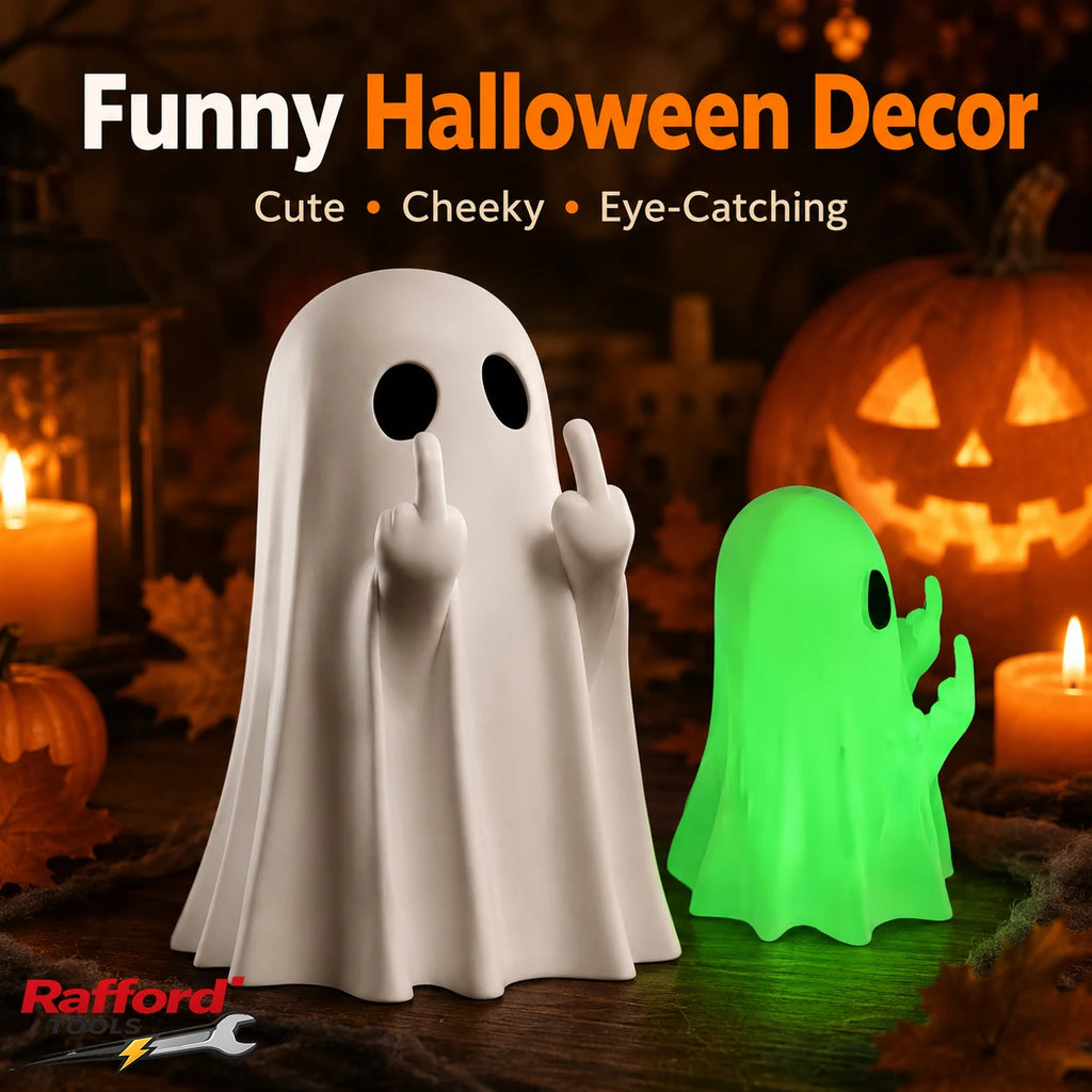 Funny Middle Finger Ghost Figurine – Glow-in-the-Dark Halloween Decor
