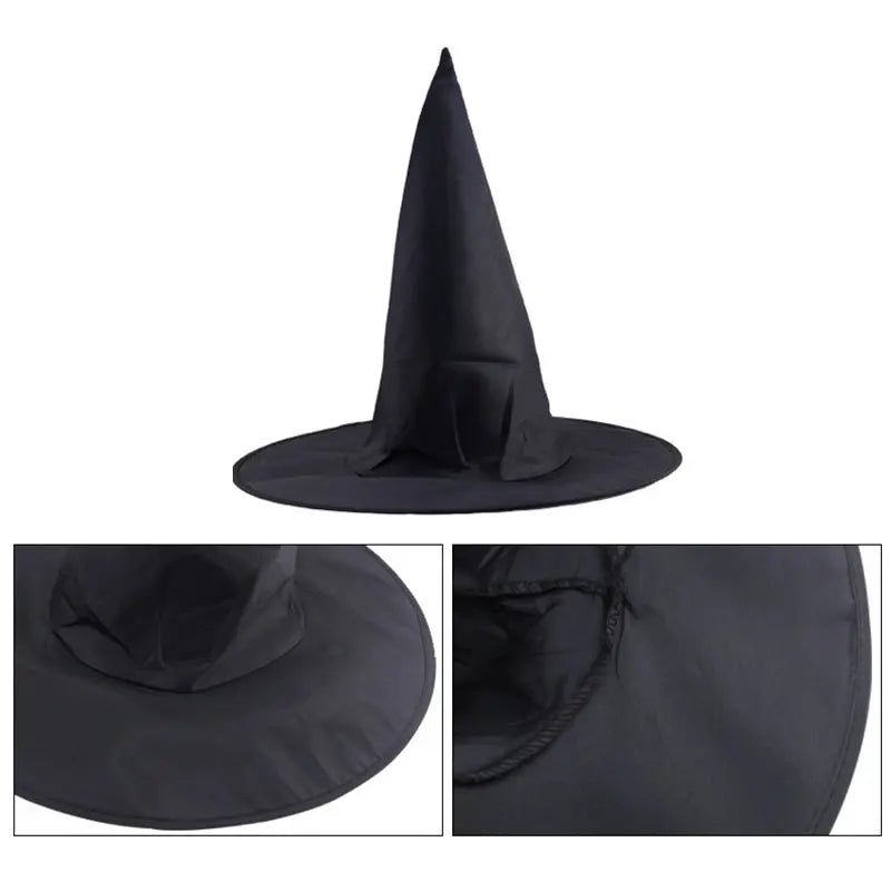 Black Witch Hat – Foldable Halloween Wizard Hat for Cosplay & Costume Parties