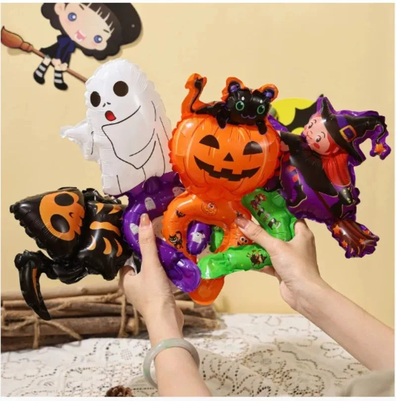 Halloween Handheld Foil Balloon – Pumpkin, Cat & Spooky Character Party Decor