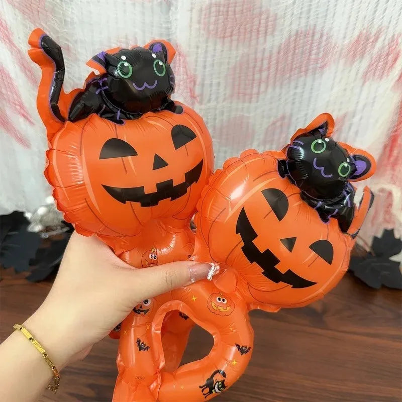 Halloween Handheld Foil Balloon – Pumpkin, Cat & Spooky Character Party Decor